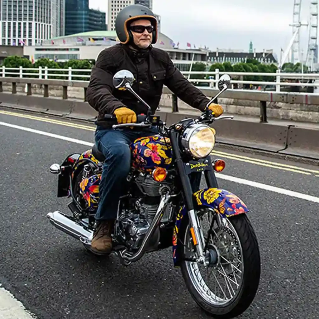 Side view of the Royal Enfield Classic 350 showcasing its sleek design and chrome accents.