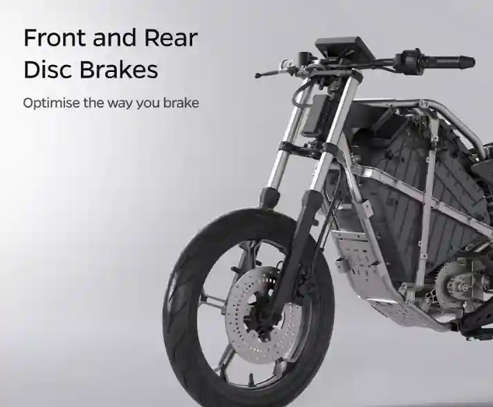 Ola Roadster featuring front and rear disc brakes for optimal stopping power.