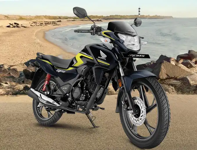 Front view of Honda SP 125 showcasing its LED headlamp and sleek handlebar design.
