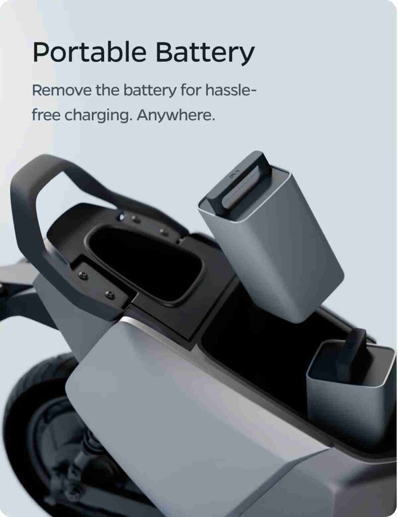 IP67-rated battery on the Ola Roadster, highlighting its dust and water resistance.