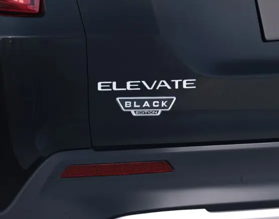 Close-up view of Honda Elevate Black Edition logo